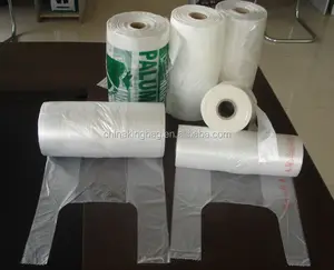 vest handle plastic carrier tshirt plastic bag for shopping bag in roll