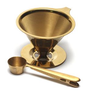 Machine à café en acier inoxydable revêtu de titane, goutteur à café, filtre en forme de cône réutilisable, <span class=keywords><strong>Double</strong></span> maille - Product Image 1