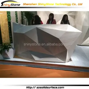 Polygon style solid surface/artificial marble curved reception desk