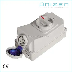 Unizen 63A 230 V 3 Pins Chống Thấm Nữ Outlet với switch IP67