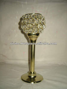 โคมไฟคริสตัลทรงกลมสีทองดีไซน์ใหม่มีเสาสำหรับงานแต่งงานโคมไฟเทียนอื่นๆและขวดโหลเทียน - Product Image 2