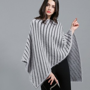 Khăn Choàng Dệt Kim Họa Tiết Sọc Thời Trang Mới 2022 Áo Poncho Mềm Ấm Áp Mùa Đông Dày Cho Nữ - Product Image 5