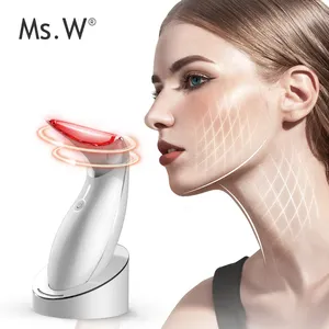 Ms.W面部和颈部按摩器美容机器便携式加热装置皱纹 & 抗衰老仪器充电护肤