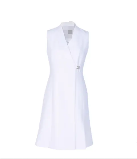 गर्मियों में महिलाओं के वि गर्दन बिना आस्तीन minimalism पोशाक कार्यालय लेडी अनुरूप लपेटें ड्रेस