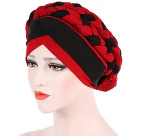 pañuelos sombreros de las mujeres Suppliers-WIIPU-gorro de estilo africano para mujer, turbante musulmán de estilo africano, accesorios para el cabello, Bandanas trenzadas de retales