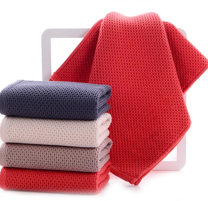 Factory yarn dyed cotton waffle weave kitchen tea towels with custom logo