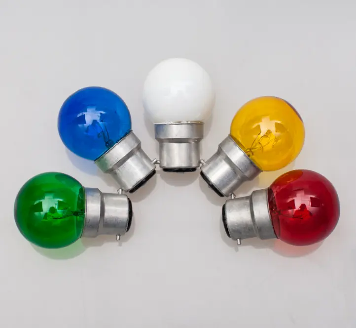 B22 5W/10W/15W G40 Colour Round Bulb G40 * 60ミリメートル220-240V B22 Iron PIN TYPE With Outside Colour