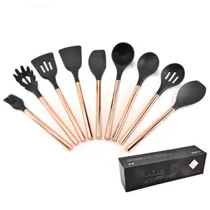 9 Cái Phụ Kiện Nhà Bếp Bộ Quà Tặng Silicone Đồ Dùng Thiết Lập Với Rose Gold Xử Lý Đồ Dùng Nhà Bếp Bằng Đồng