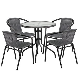 Hot Metal Pool Patio Bistro Balcony Patio <strong>Dining</strong> Set PE Wicker <strong>Rattan</strong> <strong>Table</strong> Set Garden Outdoor <strong>Chair</strong> - Product Image 2