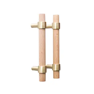 New Design Nordic Minimalist Brass And Wood Furniture Cabinet Wardrobe Handle Knobs And Puller