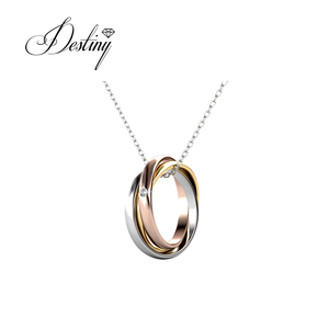 Daisini orné de cristaux <span class=keywords><strong>Swarovski</strong></span> cercle bracelets anneaux pendentifs <span class=keywords><strong>collier</strong></span> ensemble sans nickel 18K plaqué or ensemble de bijoux - Product Image 2