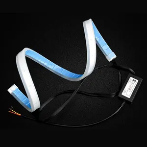 60CM Running Water Day Lights Eyebrow Lamp Strip 12V 2835 Led White Yellow Turn Signal Ultra Thin