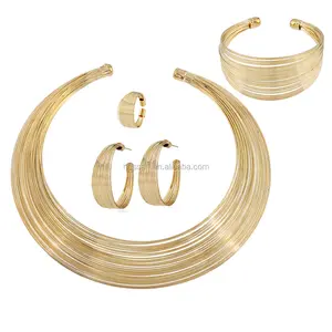 Juego de joyería chapado en oro de 18k, alambre de hierro dorado a la moda, venta al por mayor LZ-0001