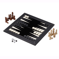 Jeu d'échecs et de backgammon 2 en 1, en cuir véritable fait main, durable, plateau plat