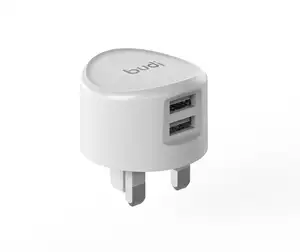 Budi 家庭充电器英国插头 2 端口 2.4Amp USB 墙壁适配器双端口快速充电器立方体墙壁插头电话