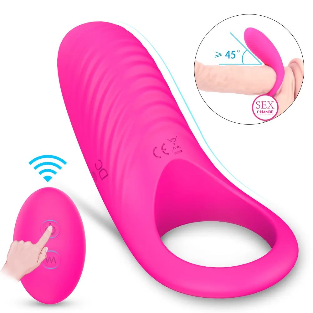 S-HANDE Silicone Penis Ring Ejaculation Vibrator 9 Speed Vibration Sex Products Reuse Vibrating Cock Ring for Man Adult Toys