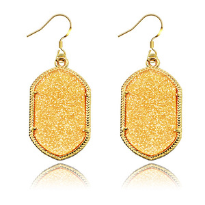 San Valentín brillante polígono geométrico pendientes de acrílico neón fluorescente amarillo acrílico gancho pendiente - Product Image 1