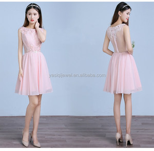2017 de alta calidad de <span class=keywords><strong>la</strong></span> boda bribal vestido bien corta carne Rosa falda mujeres damas blanco vestido de novia - Product Image 6