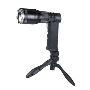 Zoomable focus led torch flashlight rechargeable searchlight security search light for hunting fishing with triangle stand