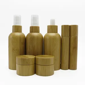 Özel eko dostu ahşap bambu cam kozmetik cilt bakımı paketi için sprey pompası damlalık şişe GB-07B