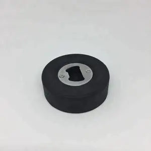 Nuovo Arrivo di Gomma Hockey Puck Con Bottiglia di Vino del Metallo Opener