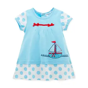 Baby Meisje Kleding Zomer Blauwe Kleur Baby Doopjurken Verjaardag Baby Meisje Trouwjurk