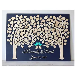 Rustic Wedding Decoration 3D Blue Alternative Wood Wedding Guest Book Tree