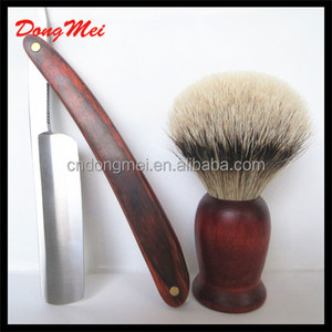 Manche en bois <span class=keywords><strong>blaireau</strong></span> ensemble, couteau <span class=keywords><strong>de</strong></span> <span class=keywords><strong>barbier</strong></span> et <span class=keywords><strong>blaireau</strong></span> - Product Image 1