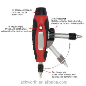 JACK WORTH Tournevis à cliquet 3 voies avec poignée en métal et plastique, embouts inclus-Outil à main - Product Image 4