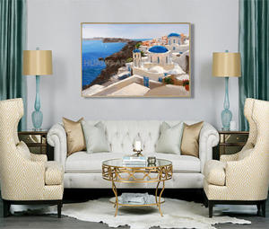 Santorini Grecia paisaje pintura al óleo artista pintado a mano de alta calidad griego mar Egeo pintura al óleo para decoración para sala de estar - Product Image 3
