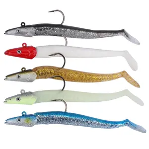 नरम Jighead रेत मछली Lures Jigging चारा कॉड Pollack बास, Gurnard 11cm 22g जिग Sandeel Lures