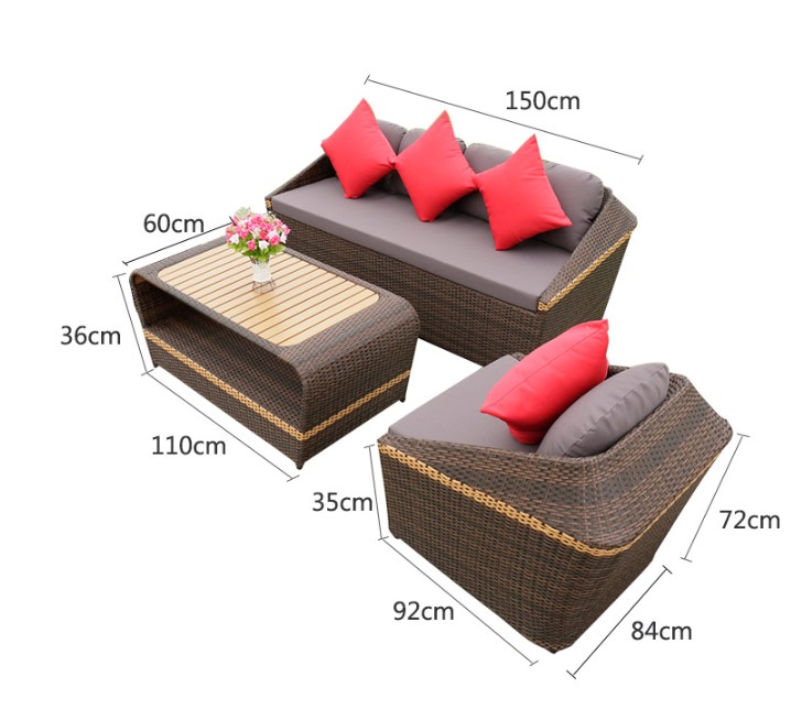 Trade assurance outdoor furniture big sectional multi-seat rattan sofa set
