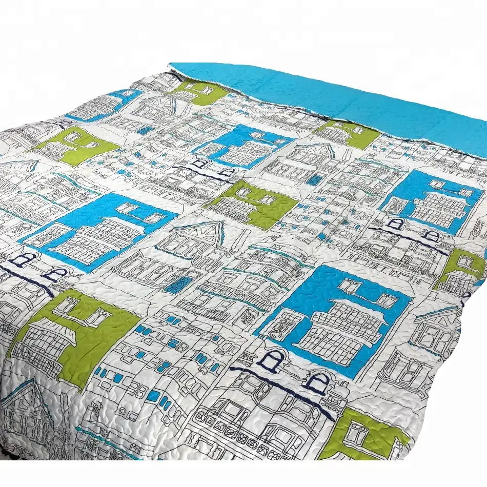 Ultrasonic printing quilt set microfiber brushed printed cubre cama filler china edredones de lujo promotion bedspread