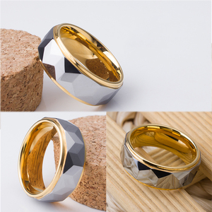 Anello per fede nuziale da uomo con gioielli <span class=keywords><strong>in</strong></span> vero U <span class=keywords><strong>in</strong></span> tungsteno all'ingrosso 8mm anelli <span class=keywords><strong>in</strong></span> carburo di tungsteno con accento tagliato a diamante bicolore per ragazzi - Product Image 5