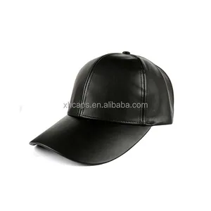 Wholesale Baseball Cap Supplier Embossed Logo Black Leather Baseball Sport Cap Custom