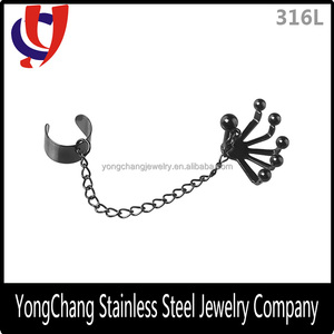À la mode 316l acier inoxydable boucles d'oreilles bijoux oreille manchette <span class=keywords><strong>pour</strong></span> <span class=keywords><strong>cartilage</strong></span> conception <span class=keywords><strong>pour</strong></span> femmes - Product Image 2