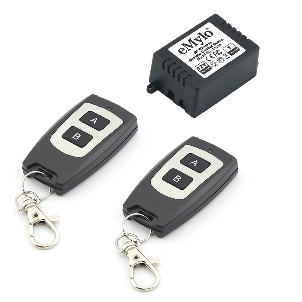 eMylo Smart 1pcs RF Receiver 2pcs Wireless Remote Control Switch DC 12V One Channel 10A