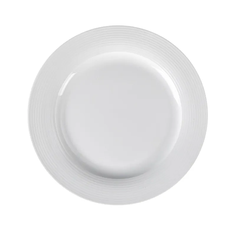 De alta calidad de <span class=keywords><strong>estilo</strong></span> occidental invierno Frost blanco redondo de cerámica de la placa de la cena al por mayor de porcelana 10 pulgadas redondo de la placa de la cena
