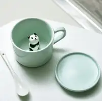 Kreative Tasse Kleine keramische 3D-Milch mit Tieren Niedlicher Cartoon Drei dimensionale Kaffeetasse Hitze beständige Celadon-Tasse