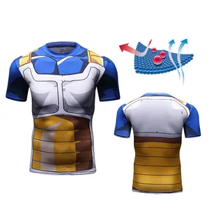 사용자 정의 디자인 스포츠 의류 망 Goku Vegeta 3d 인쇄 애니메이션 T 셔츠
