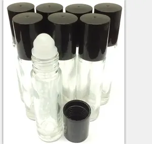 PP الأسطوانة الكرة و حامل ل 10 مللي الزجاج زجاجة عطر ، زجاج لفة على زجاجات أسطوانة الفولاذ المقاوم للصدأ الكرة