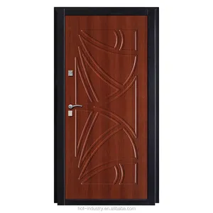 Puerta delantera blindada de acero, puerta de madera para casa india, diseños de puerta principal, 2017 - Product Image 1