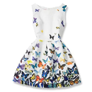 China Market For Kids Fashion New O-Neck Design Cotton Butterfly Dresses