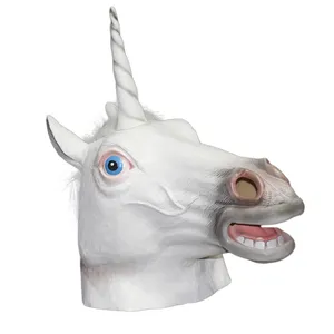Gruselige Party Animal Deluxe Neuheit Halloween Kostüm Party Latex Tierkopf Maske Einhorn Maske