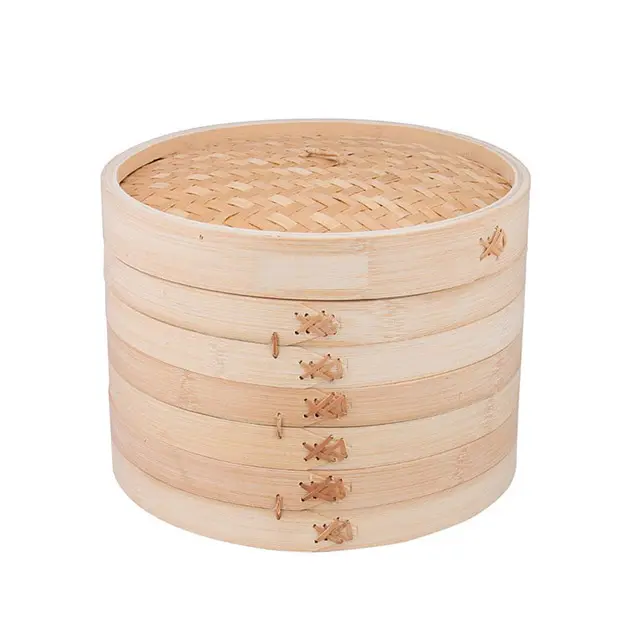 Venta al por mayor de alta calidad comercial vaporera de bambú para alimentos cesta de cocción