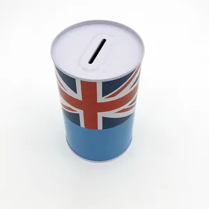 Disposable round money tin box recyclable tin coin bank