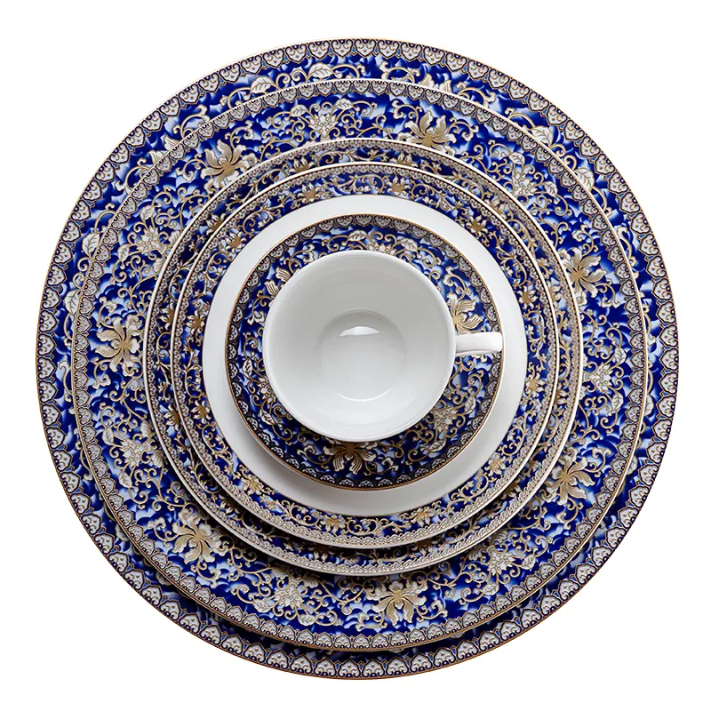 Cerchio blu di Lusso Bone China Set di Stoviglie, Fine Bone China, Cena Bone China Set &