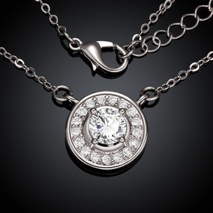 N038-c madre de regalo de lujo con encanto de alta calidad cz de cobre chapado en oro blanco redondo colgante collar de la mujer - Product Image 1