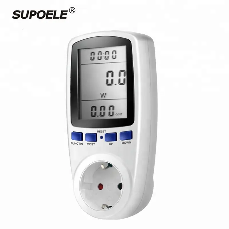 SUPOELE220vACパワーメーターデジタルワットメーターエネルギーeuワット電卓モニター電気消費量測定ソケットアナライザー