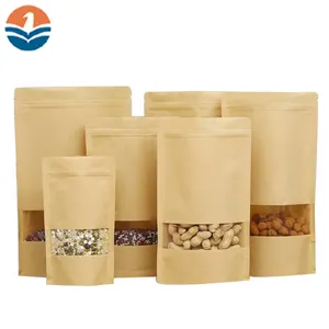 Existing Size No Printing Kraft Paper Bags With Clear Window For Packing Tea/Cereals